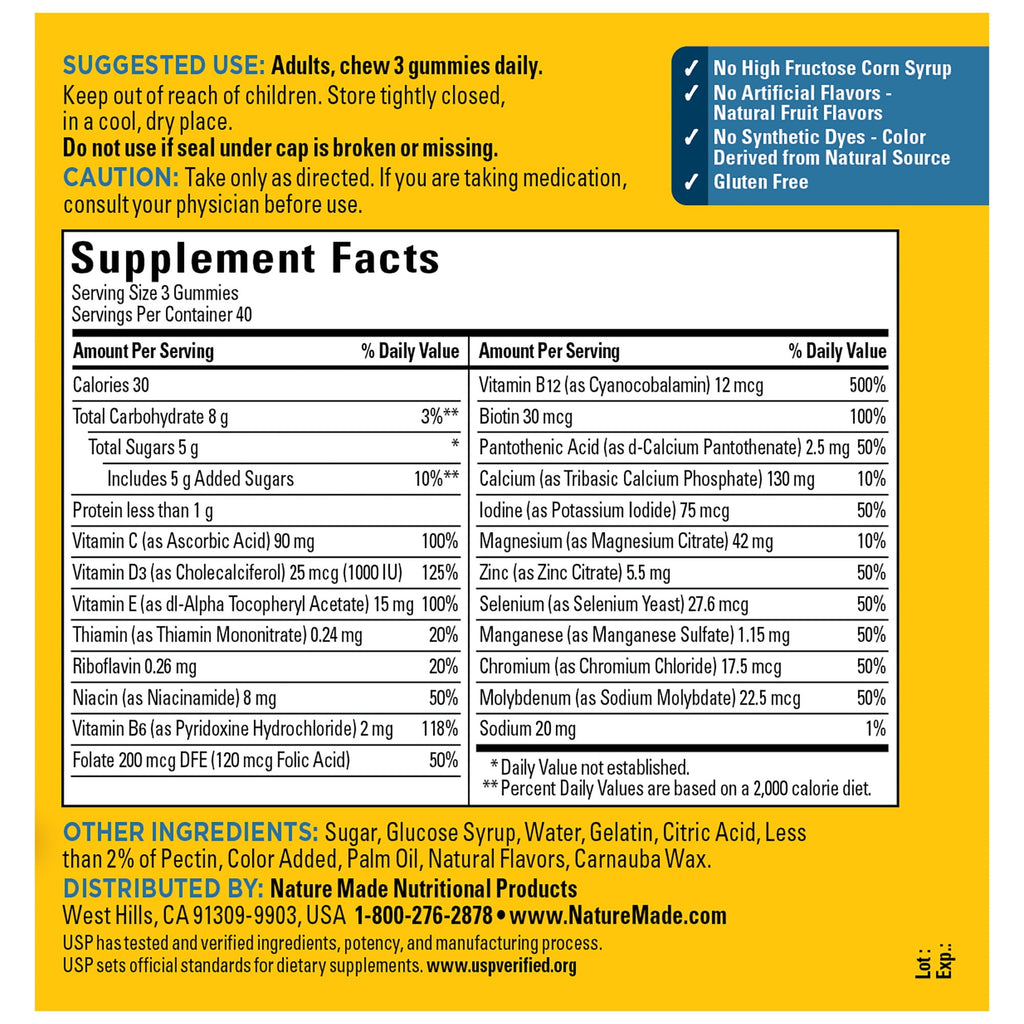 Nature Made Advanced Multivitamin Gummies For Men with Magnesium, Calcium & B Vitamins, 120 Ct to Support General Wellness for Men