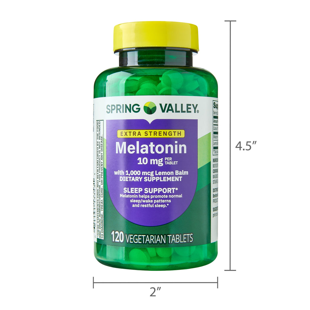 Spring Valley Extra Strength Melatonin Tablets Dietary Supplement Value Size, 10 mg, 240 Count